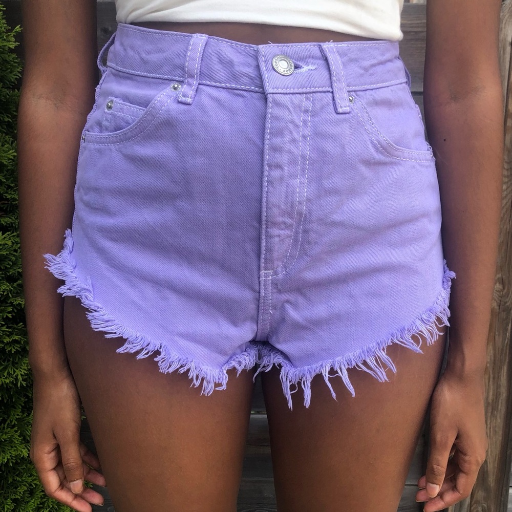 TOPSHOP Kiri Lilac Denim Shorts